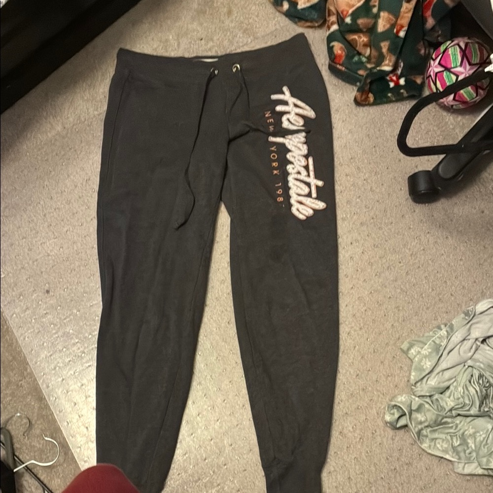 Aeropostale Charcoal Joggers with Pink Logo